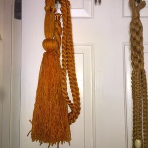 Burnt orange 5 Foot plant hanger vintage with Vibrant tassel fringe